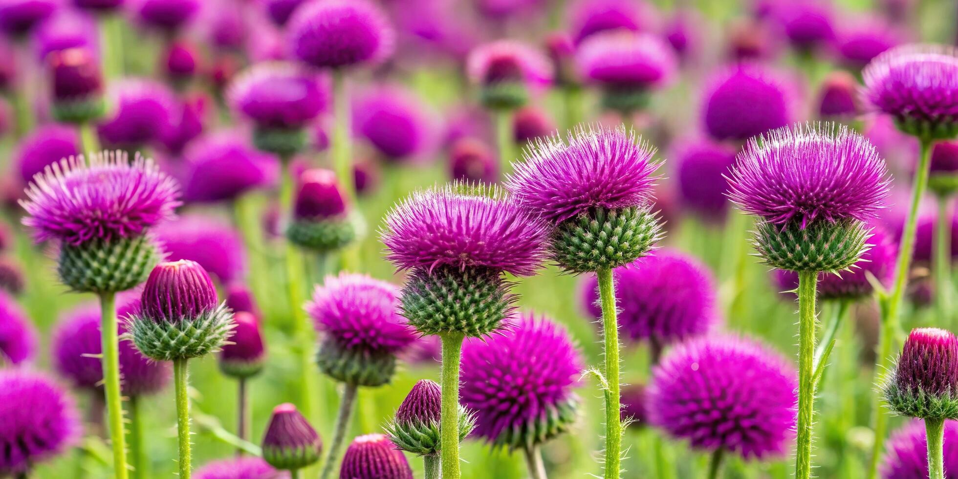 Thistle flowers in a field of purple flowers photo