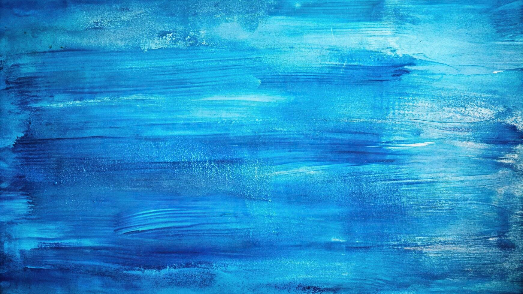 Abstract painting with blue paint on canvas photo