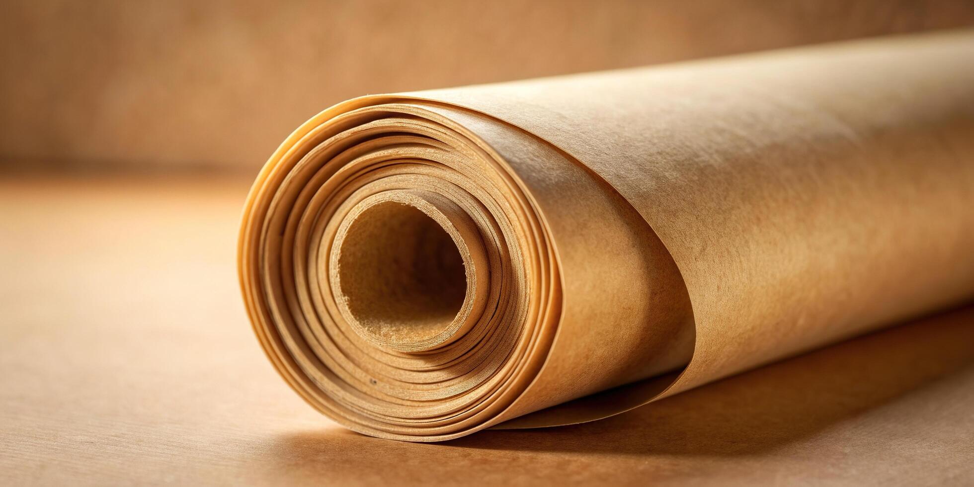 A roll of brown paper on a table photo