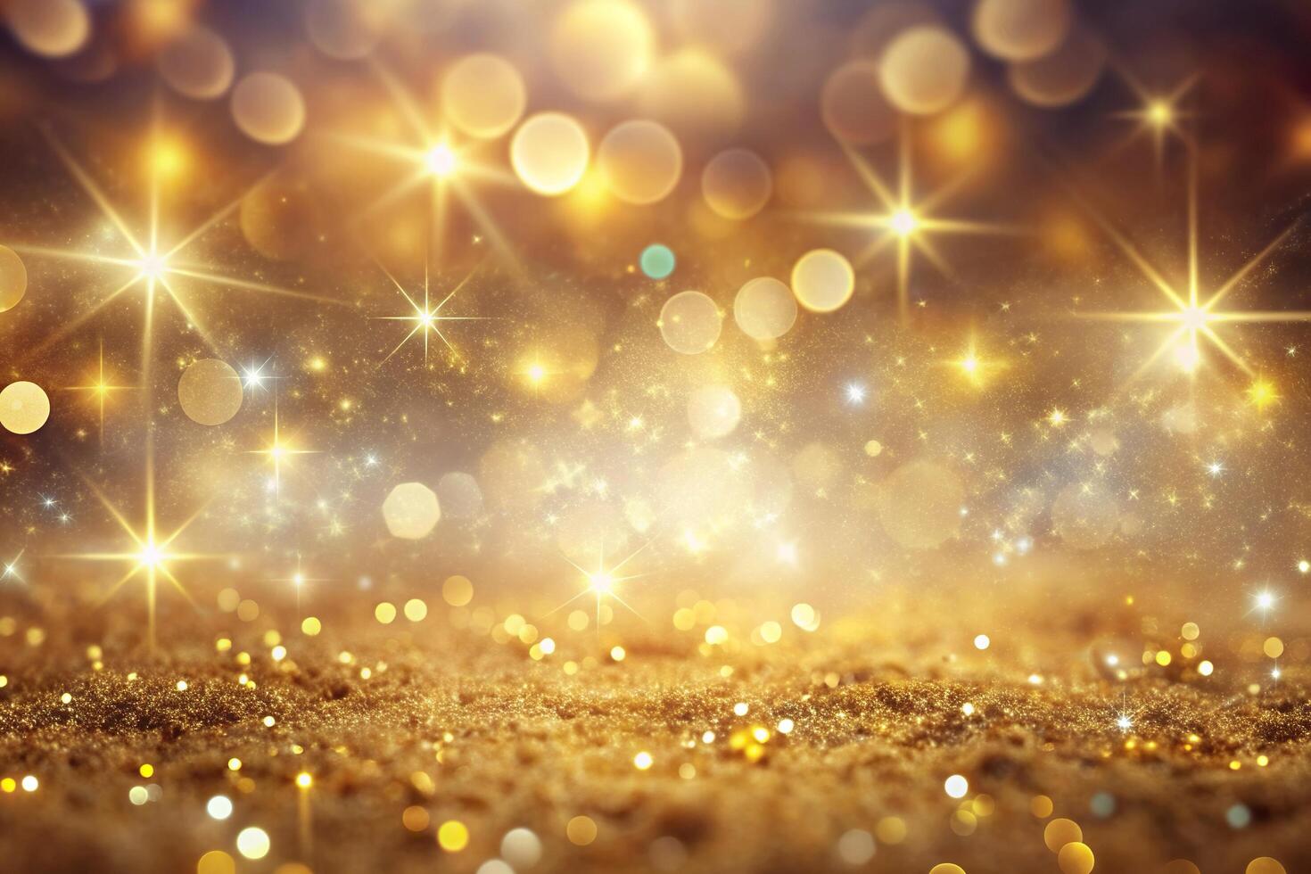 Abstract dreamy sparkle background with a soft gold bokeh shining light effect creating a mesmerizing and magical atmosphere, blurred, enchanting, illumination, shiny, magical, holiday photo