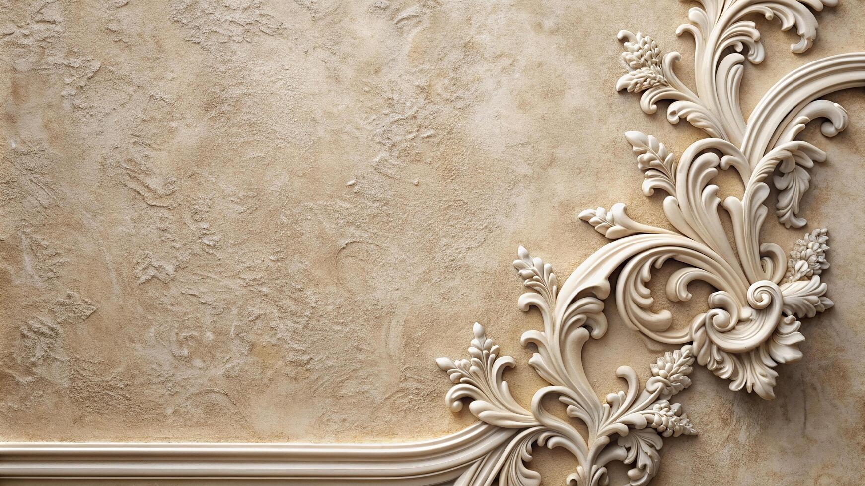 A detailed description of the stock photo A close up shot of a minimalist wall with decorative stucco adding an elegant touch showcasing its intricate design and unique texture