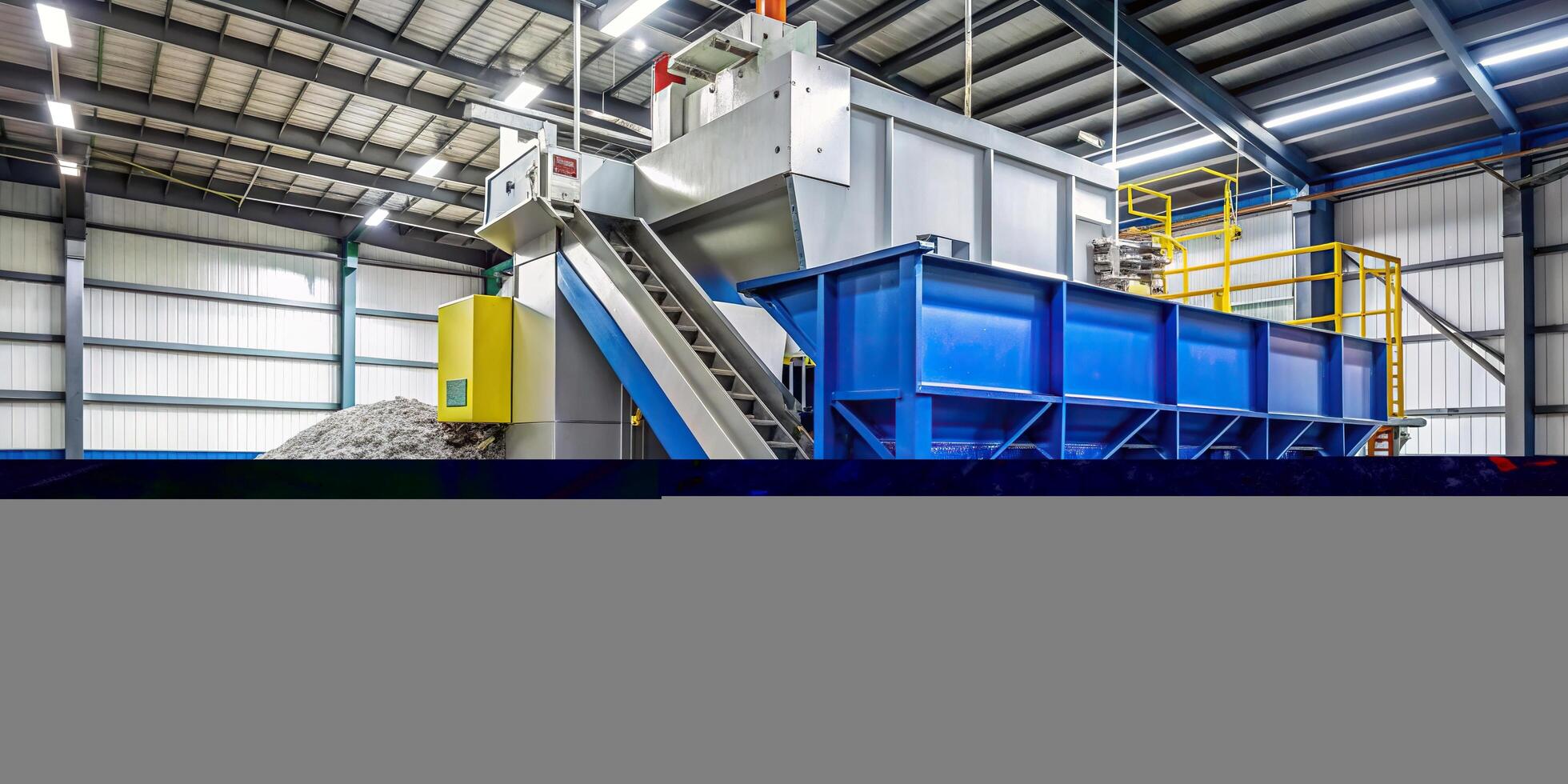 A stock photo of an efficient plastic shredder used for processing plastic waste in an industrial setting, innovation, industrial machinery, recycling