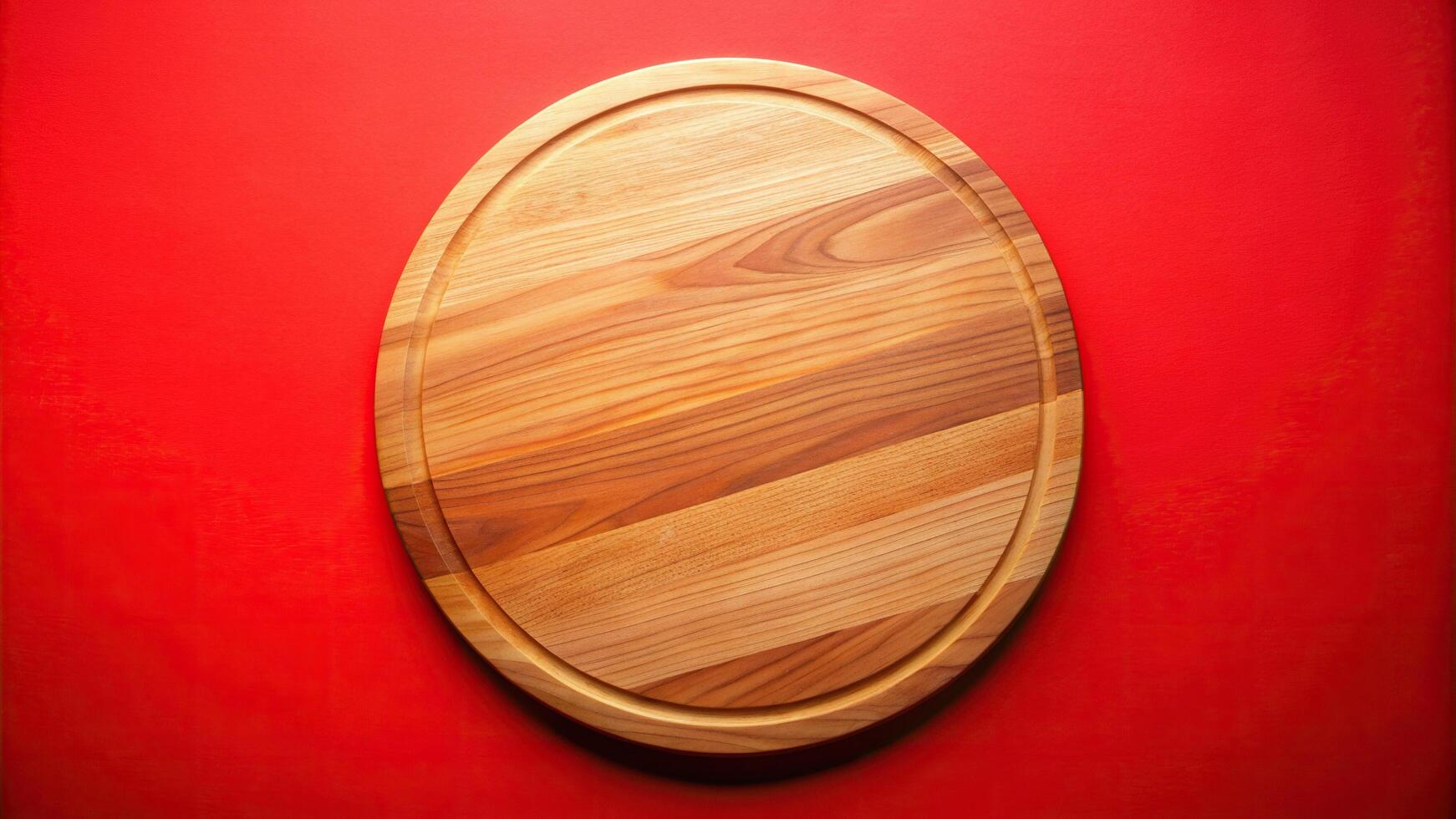 rustic, surface, food preparation, red, cooking equipment, A close up stock photo of a circular wooden chopping board in a vibrant red color creating a striking silhouette effect