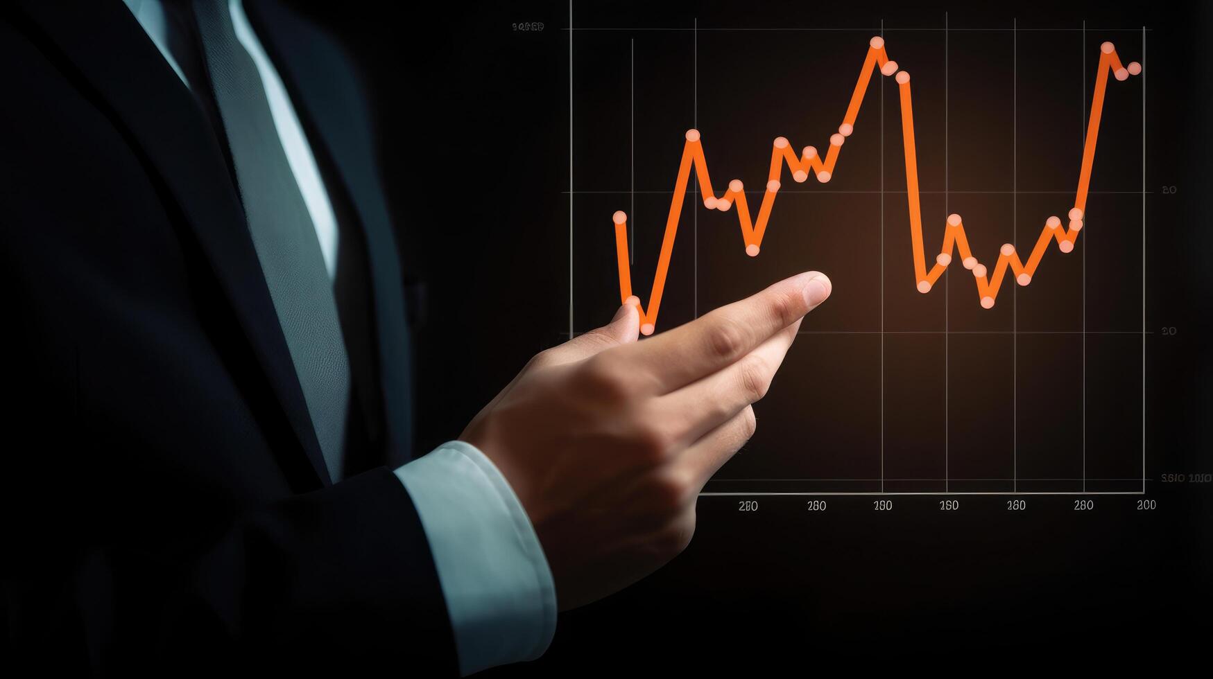 Business person analyzing data futuristic business environment photo