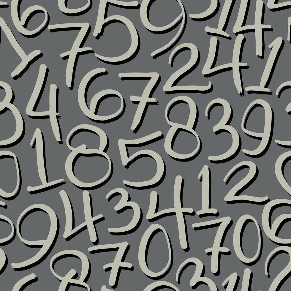 Dynamic and abstract seamless pattern of hand-drawn style numbers vector
