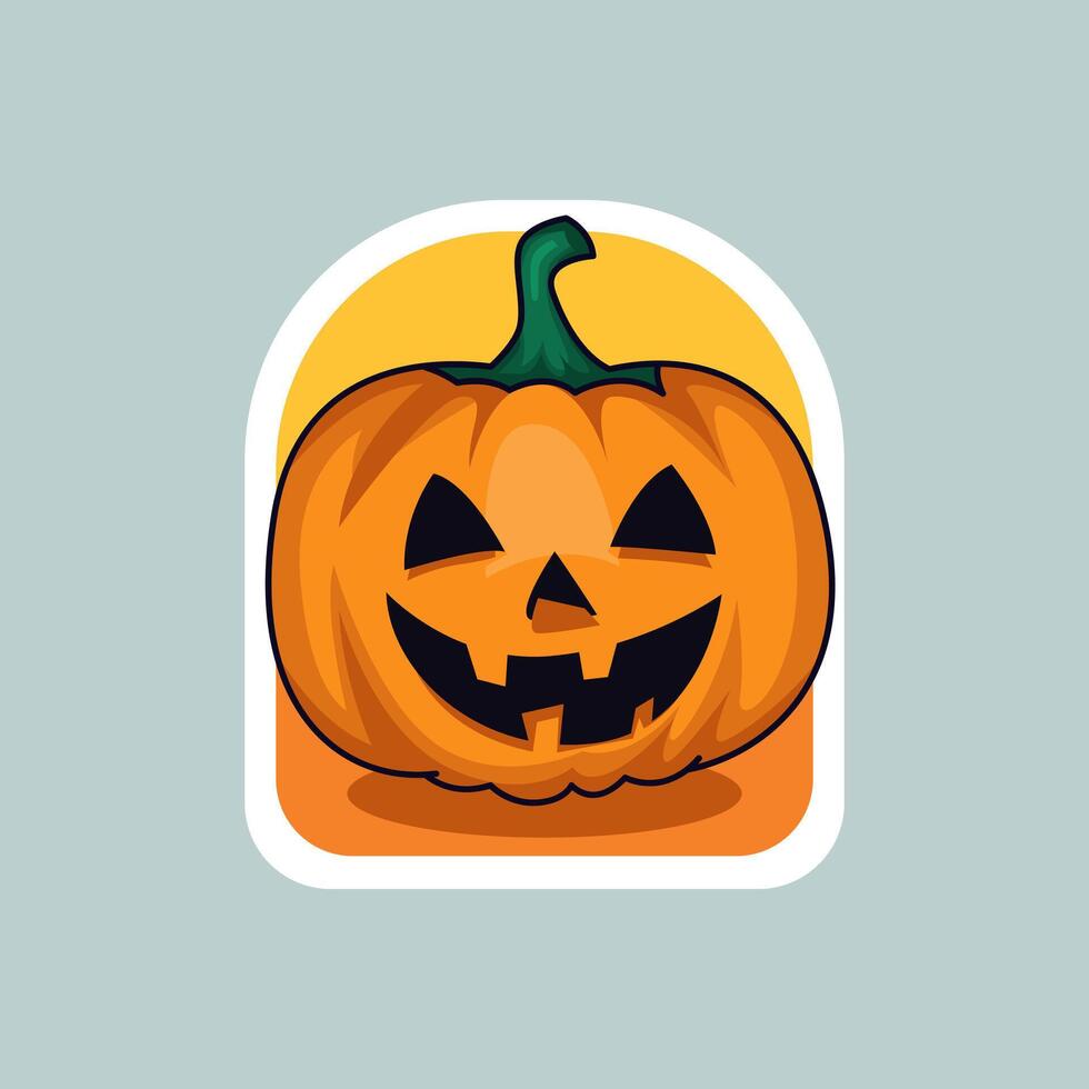 Halloween Pumpkin Head on plain background. illustration isolated in cartoon style. vector