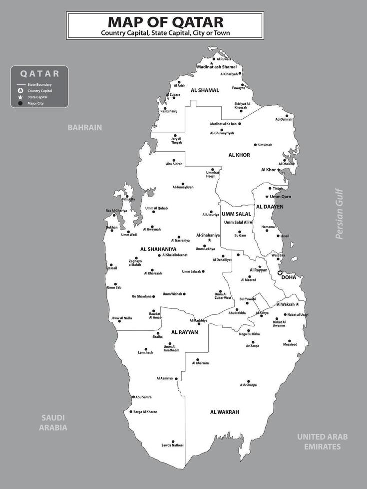 Geography politics map of countries. Map of country with capital, state capital and major city. vector