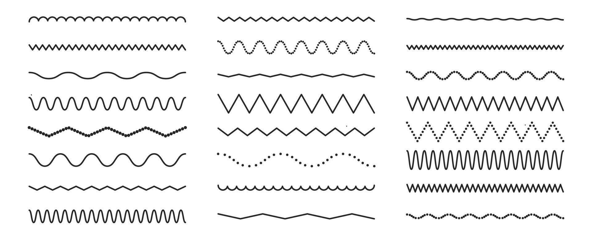 dotted underlines. Curvy, ripple, wiggle squiggles. illustration on a white background. vector