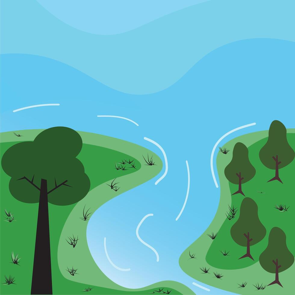 Nature and landscape. illustration of trees, forests, mountains, plants. Picture for background, card or cover, illustration of background scenery vector
