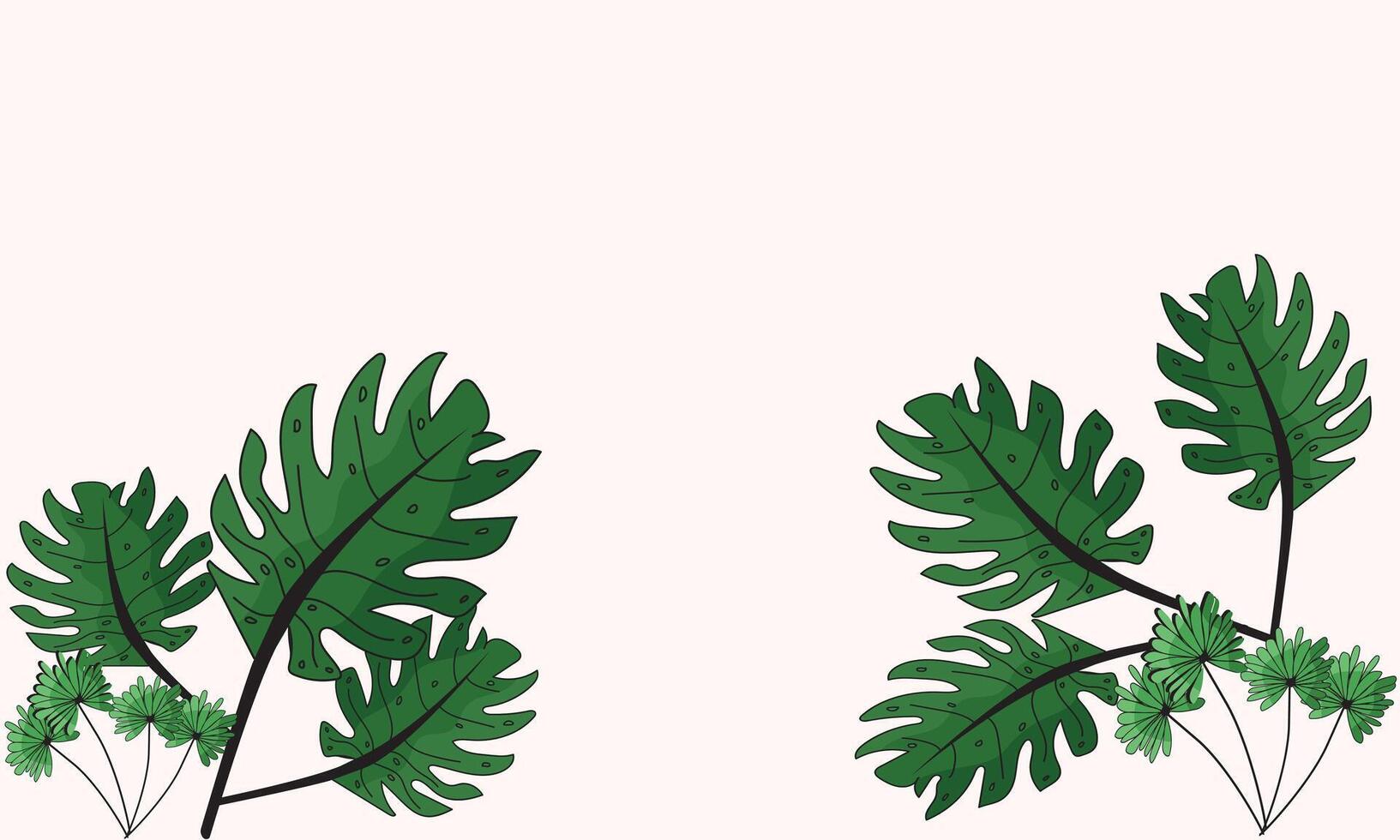 Tropical Harmony Abstract Botanical Background with Touch of Monstera Leaves and Palms vector
