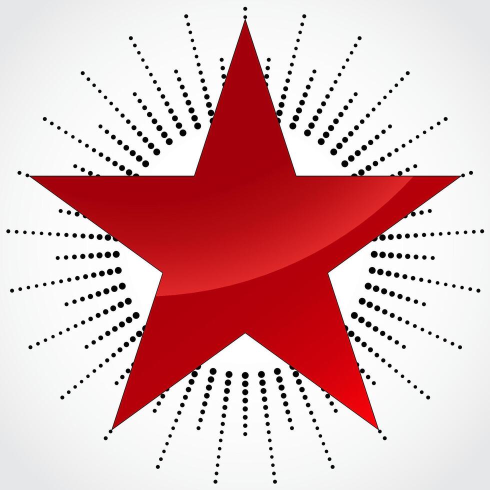 Elegant glossy red star, round dot frame, background symbol vector