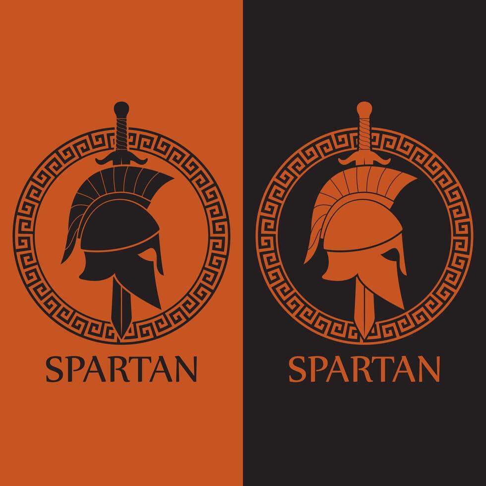 orange black color spartan theme logo vector
