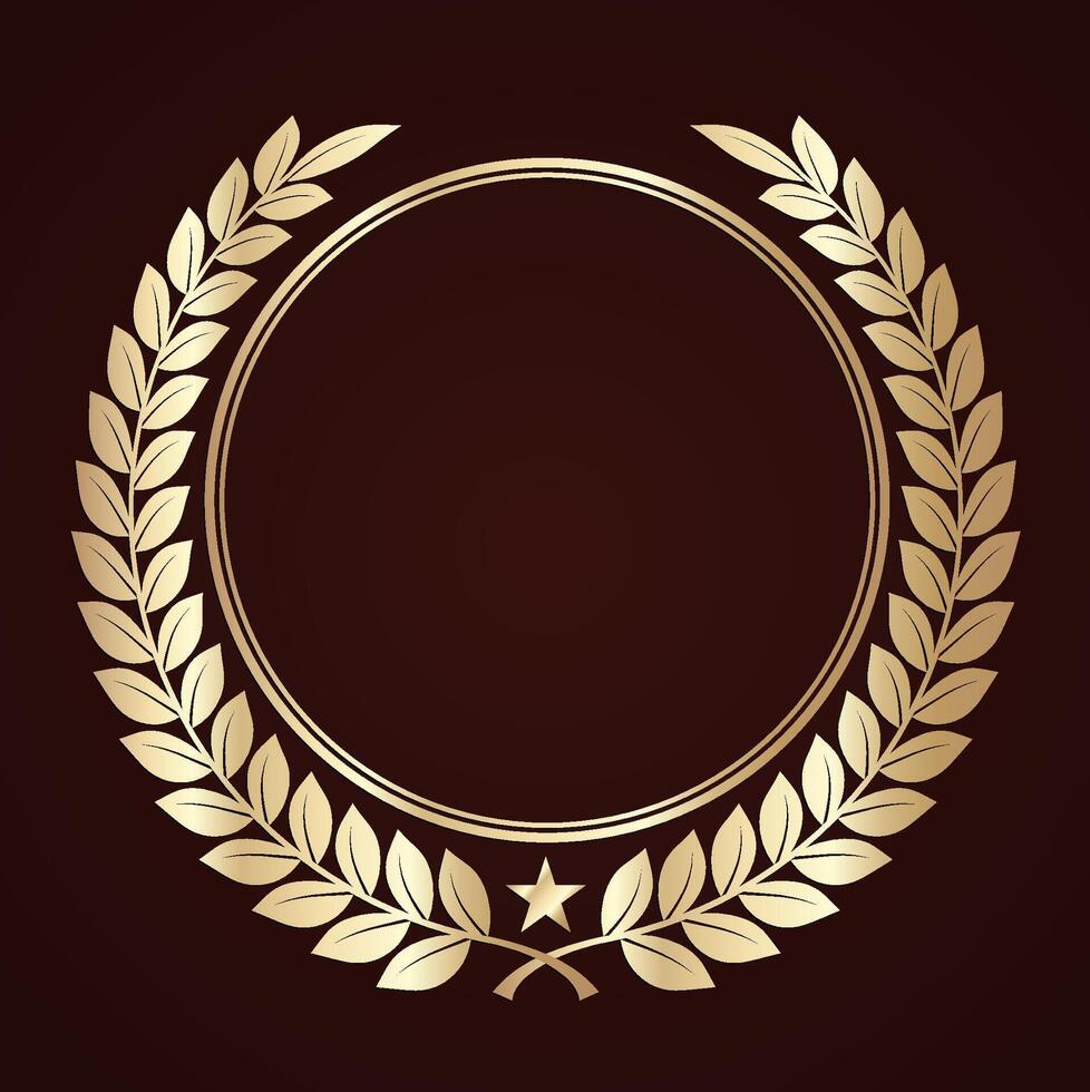golden laurel wreaths circle illustration symbol vector