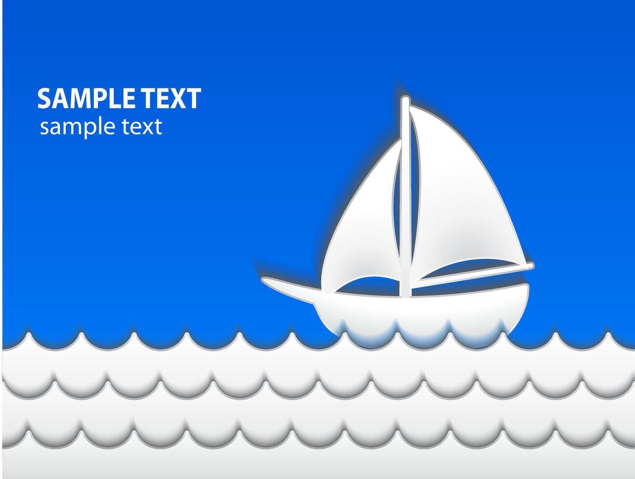 sailing boat 3d paper shape illustration vector