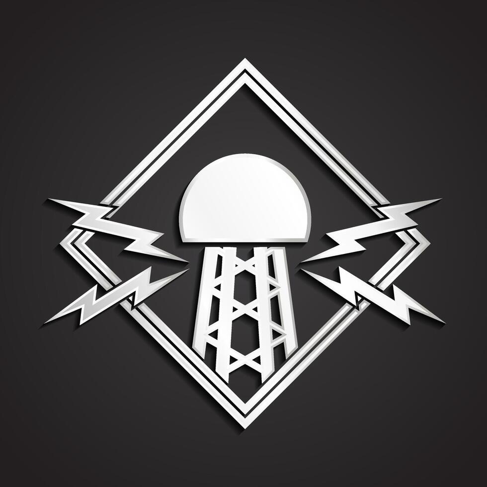 electric coil transformer 3d silver metal logo design vector
