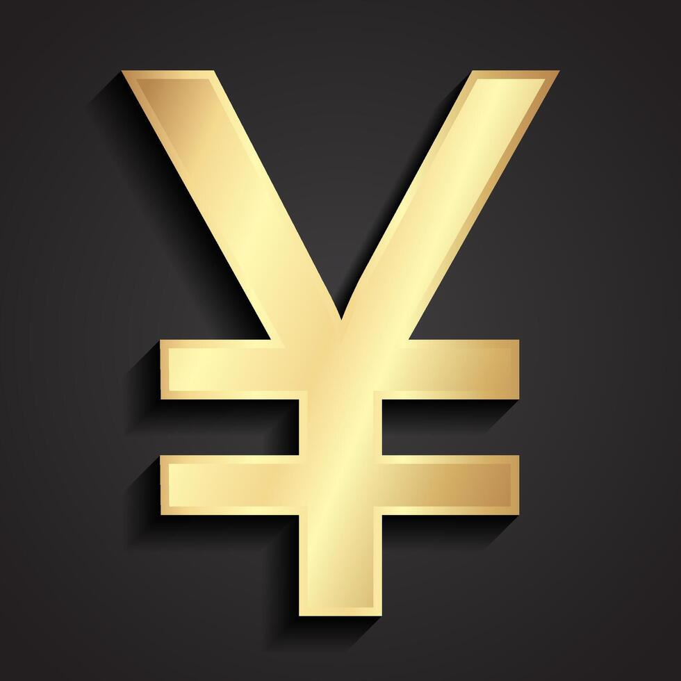 3d golden yen currency shiny symbol vector