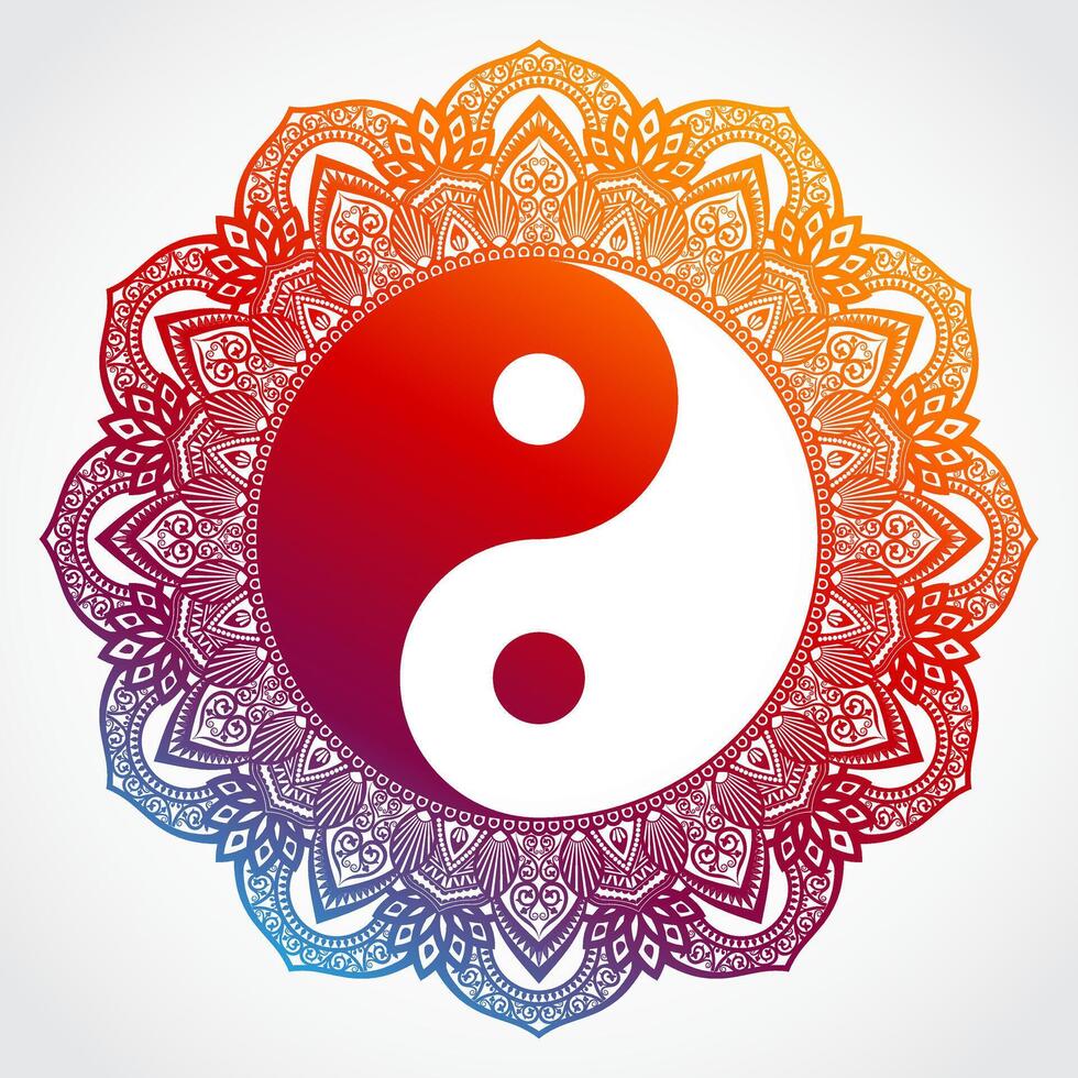 yin yang mandala color symbol vector