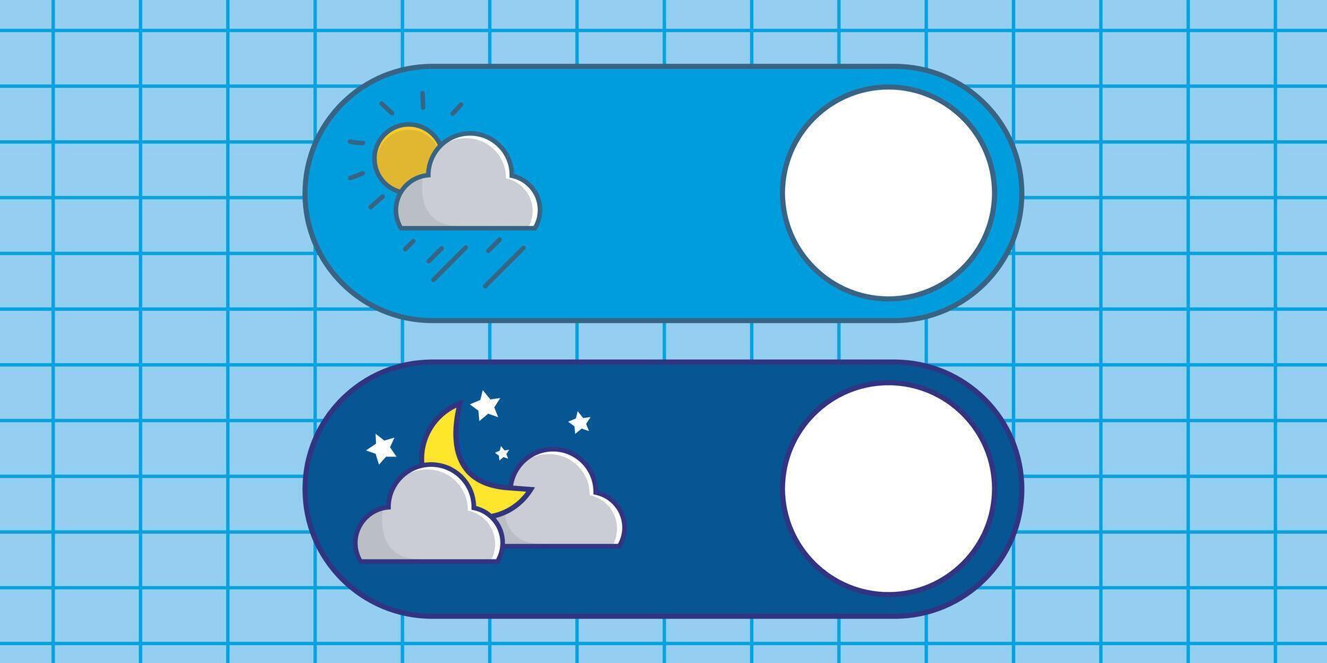 Day and night buttons with sun and moon icons vector