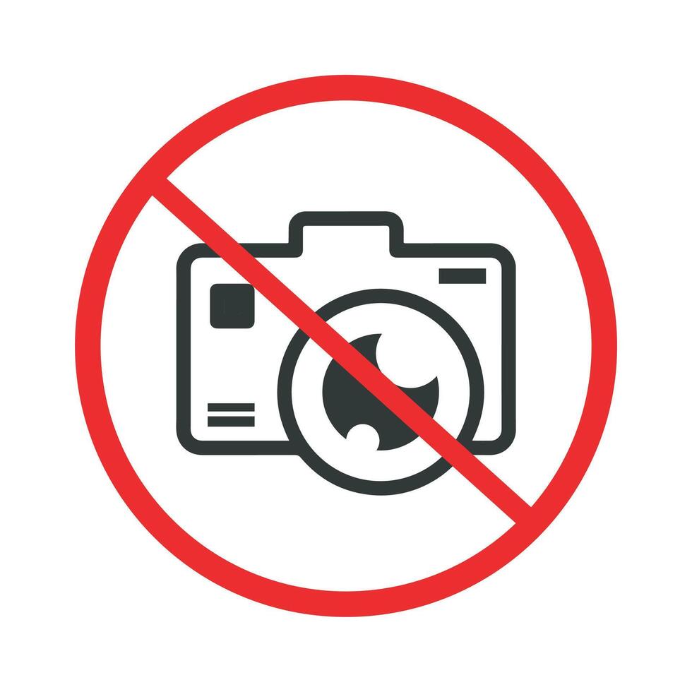 Prohibition of recording or taking pictures. A sign prohibiting the use of cameras or mobile phones for taking photos and recording vector