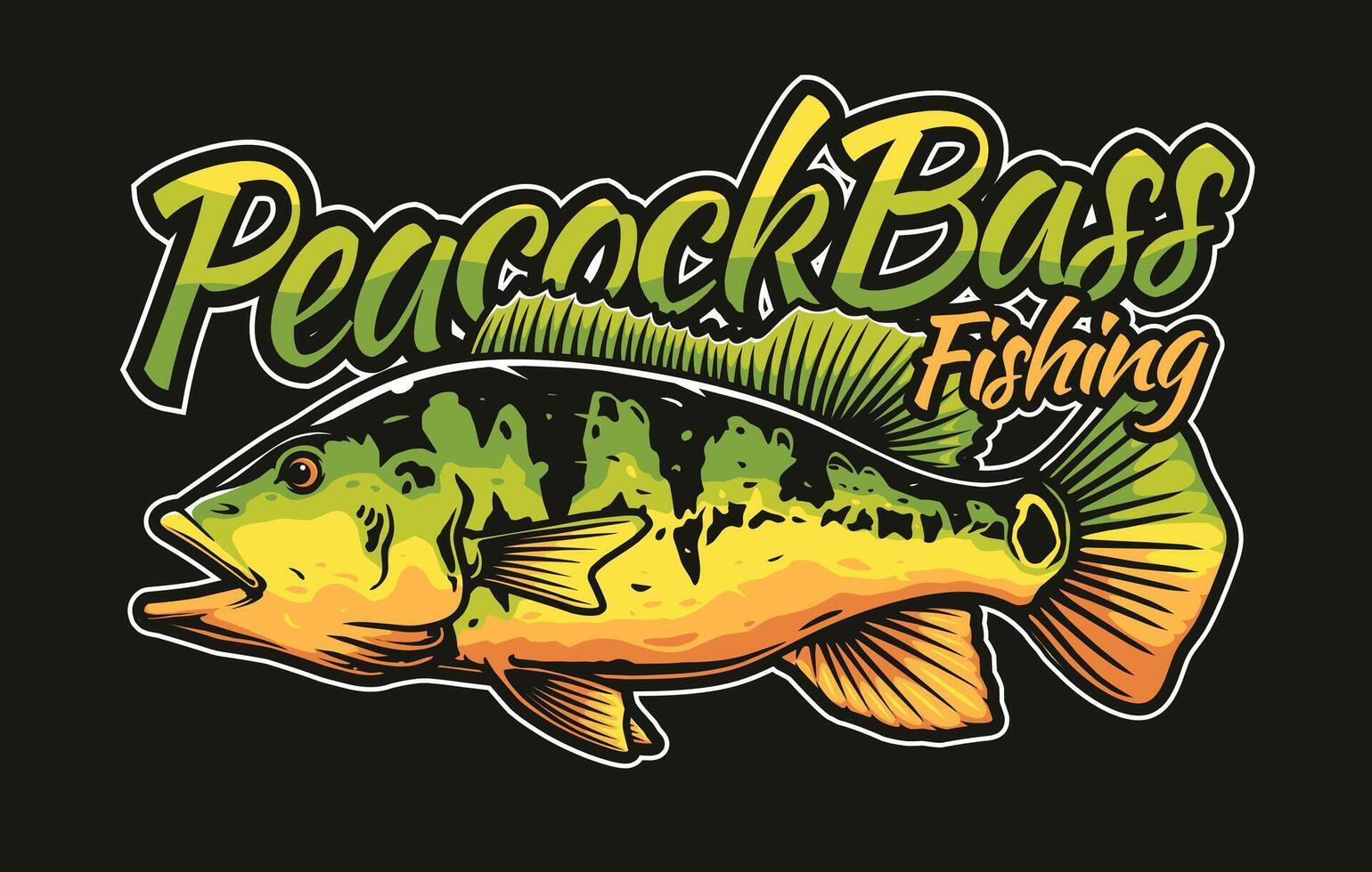 Peacock bass fishing design vector