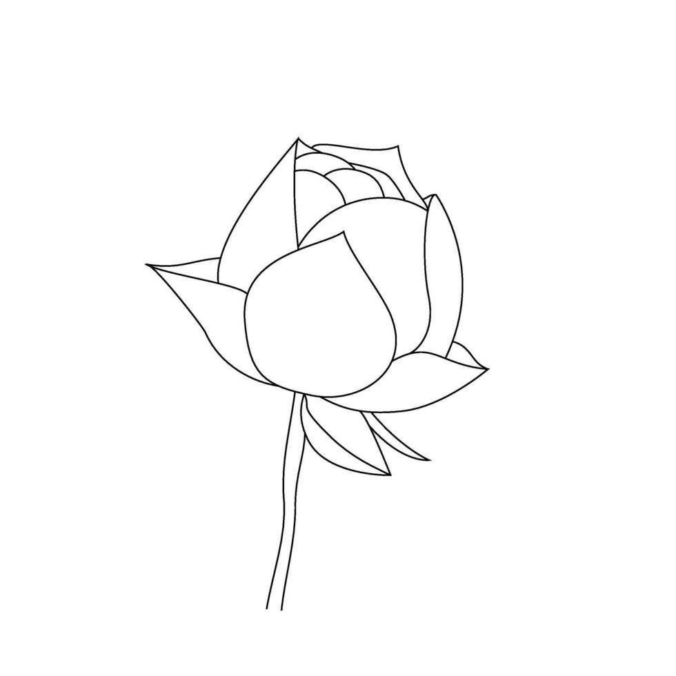 Lotus flower in continuous line art drawing style. Water lily black linear design isolated on white background. illustration vector