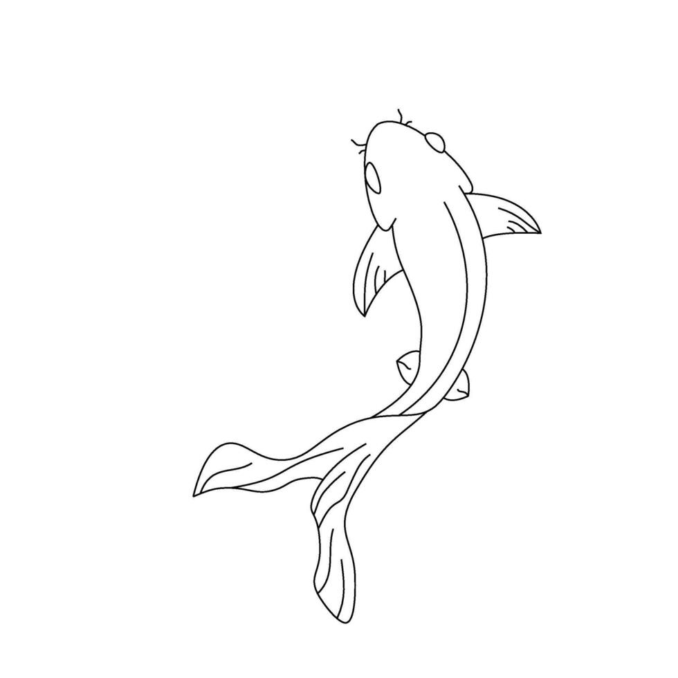 koi fish One single line drawing of elegant beauty for company logo identity. Elegant Japanese beautiful fish carp icon concept. Trendy continuous line draw design graphic illustration vector