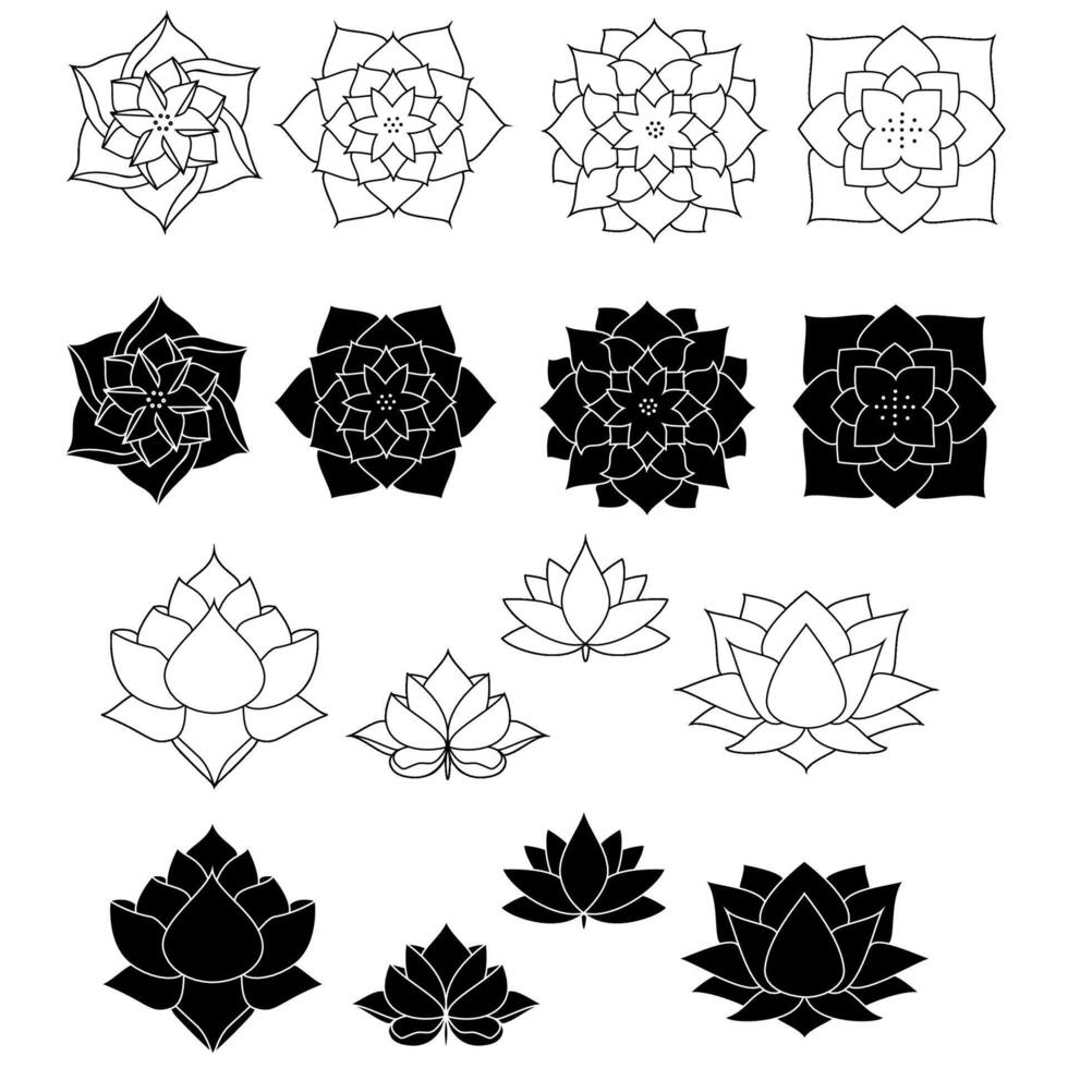 Lotus line icon set. Collection of high quality black outline logo for mobile concepts and web apps. Lotus set in trendy flat style. illustration on a white background vector