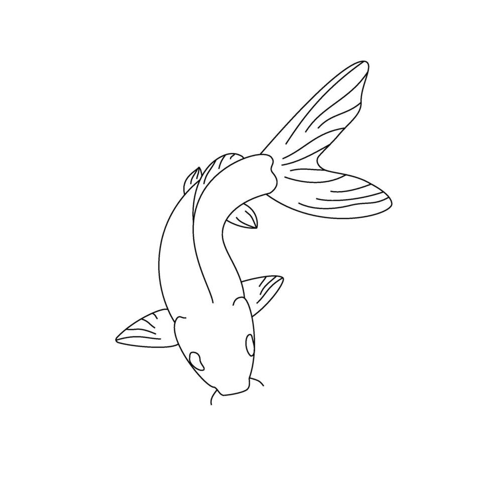 One single line drawing of elegant beauty koi fish for company logo identity. Elegant Japanese beautiful fish carp icon concept. Trendy continuous line draw design graphic illustration vector
