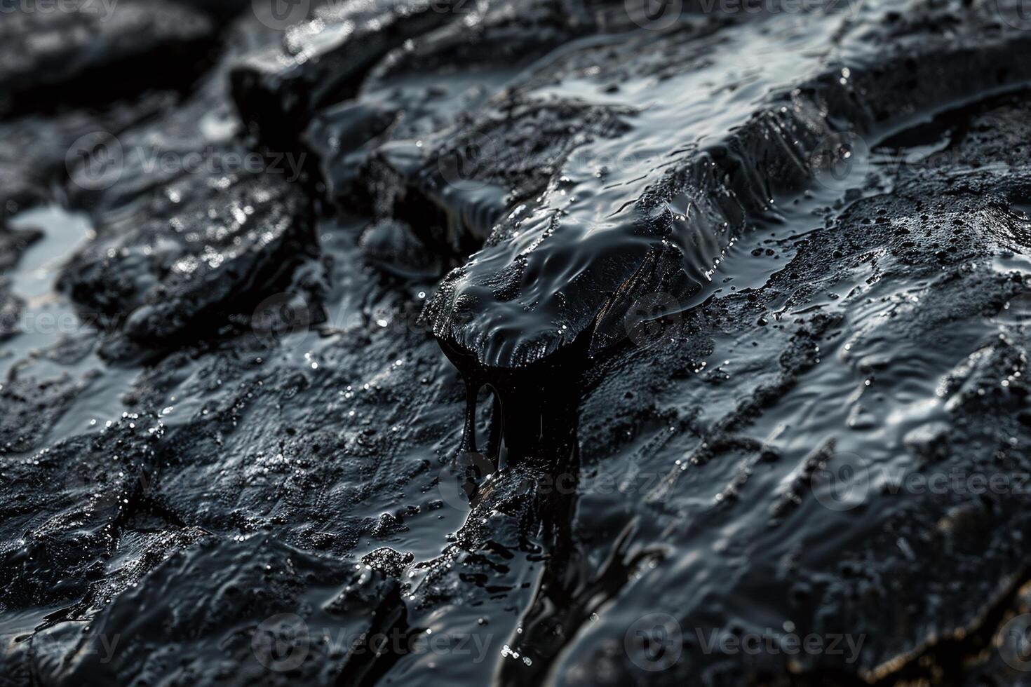 water flow over black rocks photo