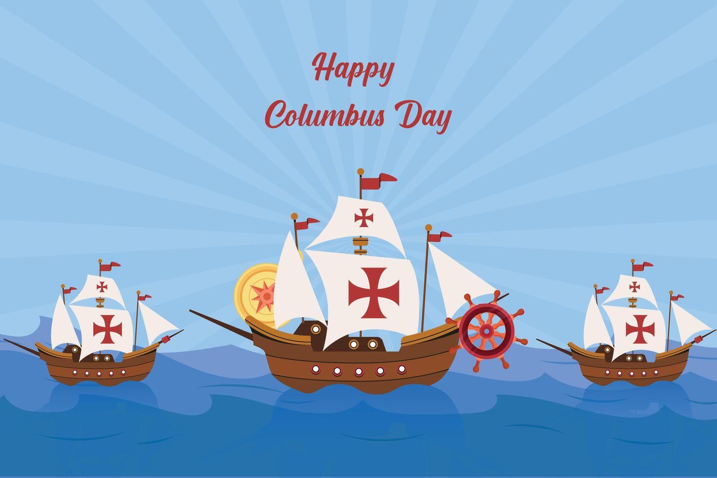Hand Draw drawn flat columbus background vector