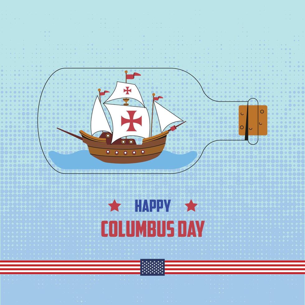 Hand Draw drawn flat columbus background vector