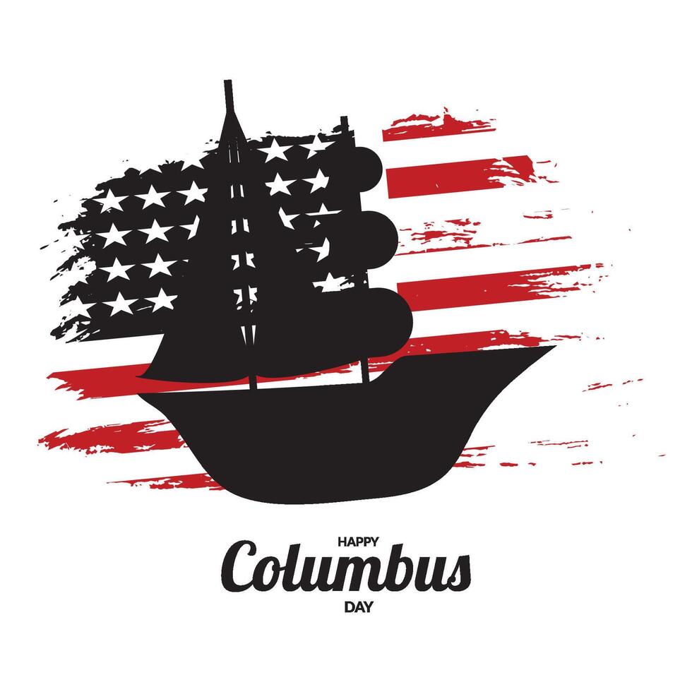Handwritten Calligraphic brush type Lettering composition of Happy Columbus Day on white background vector