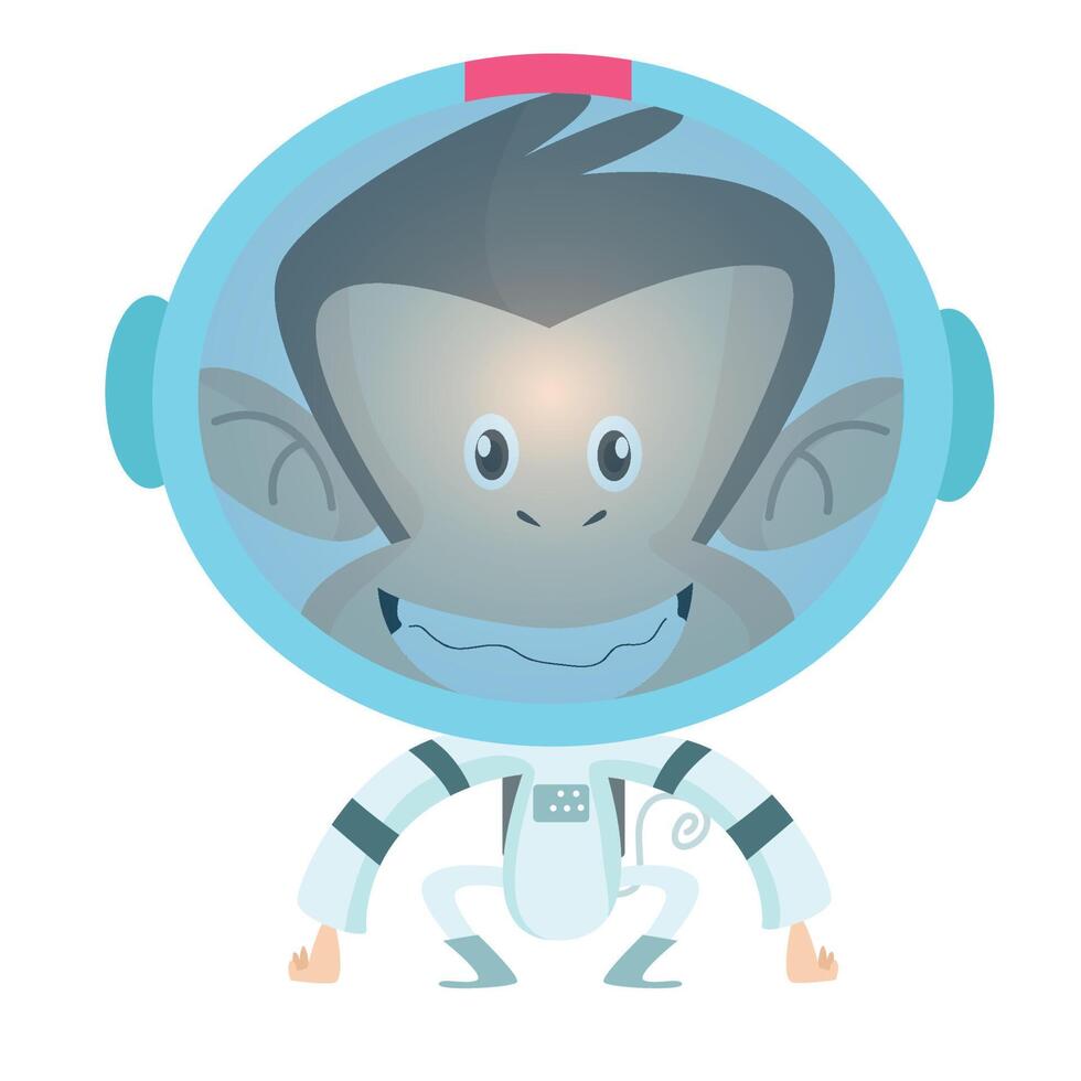 Cartoon funny monkey wearing astronaut costume vector