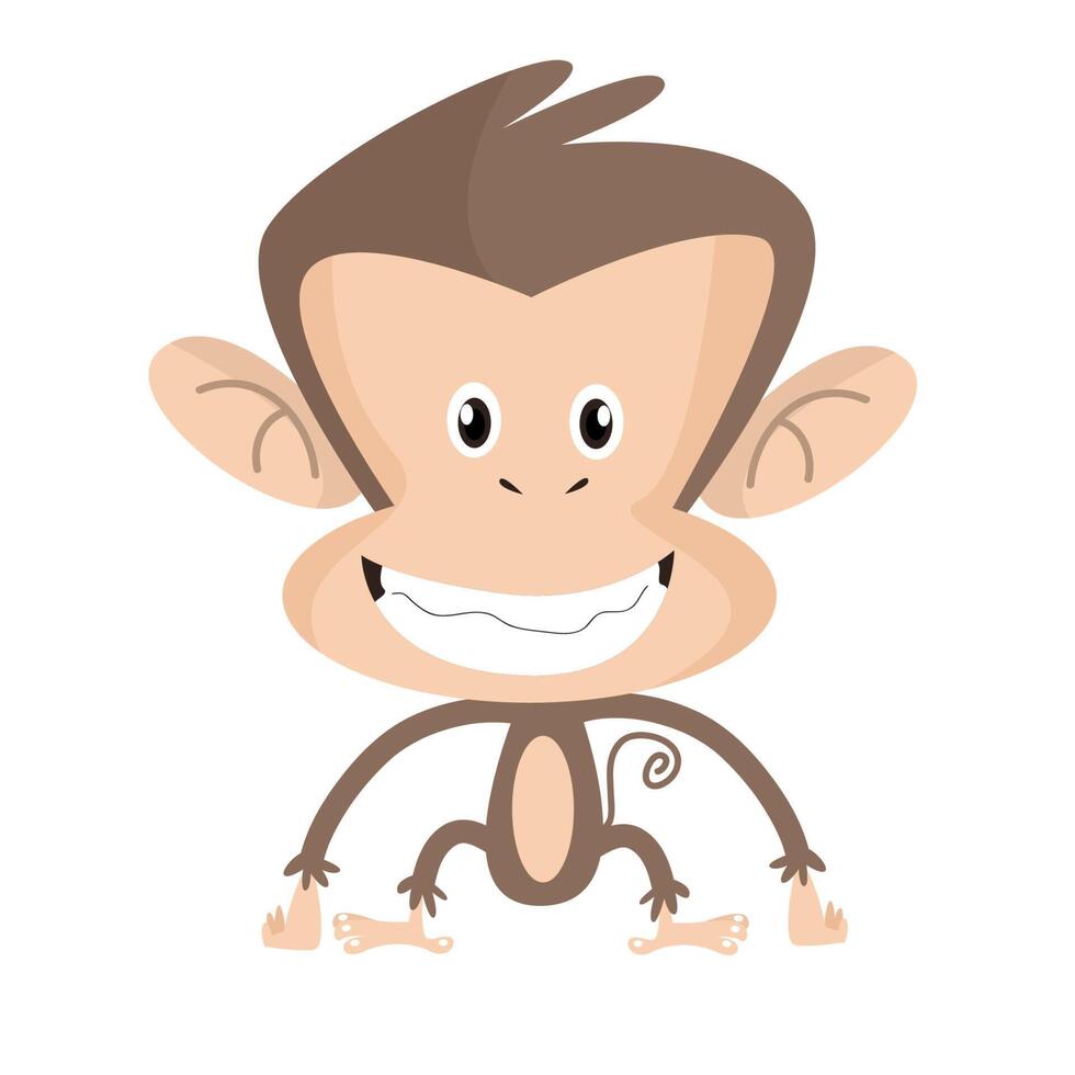 Cute cartoon monkey isolated on white background design illustration vector