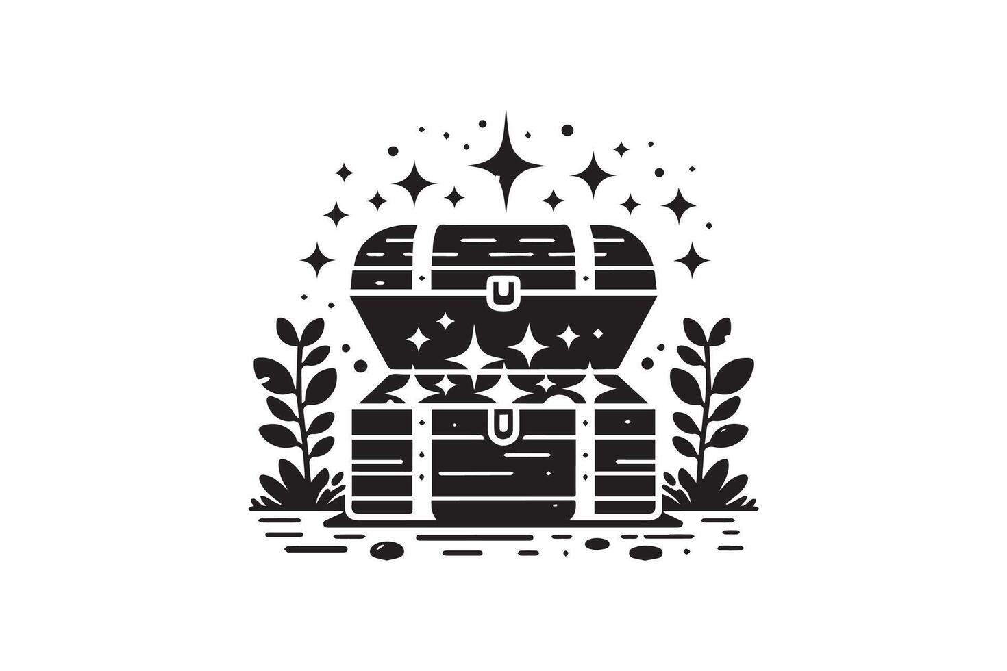 treasure chest full of gold and coin silhouette vector