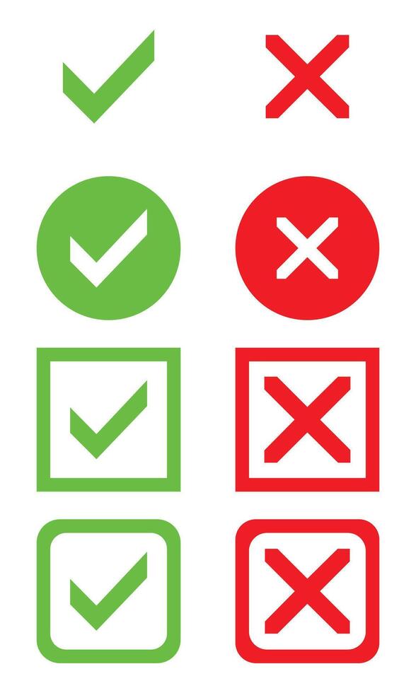 Check mark and cross mark icon sing vector