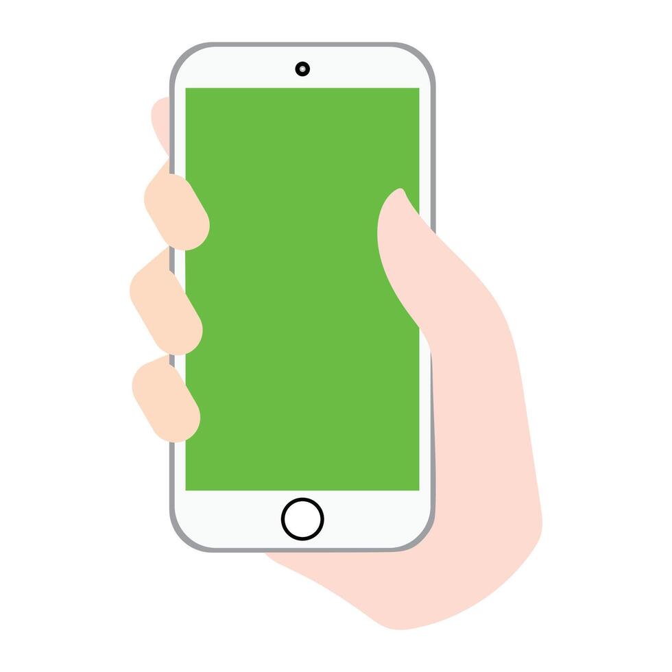 Hand-holding green screen mobile phone mockup template collection vector