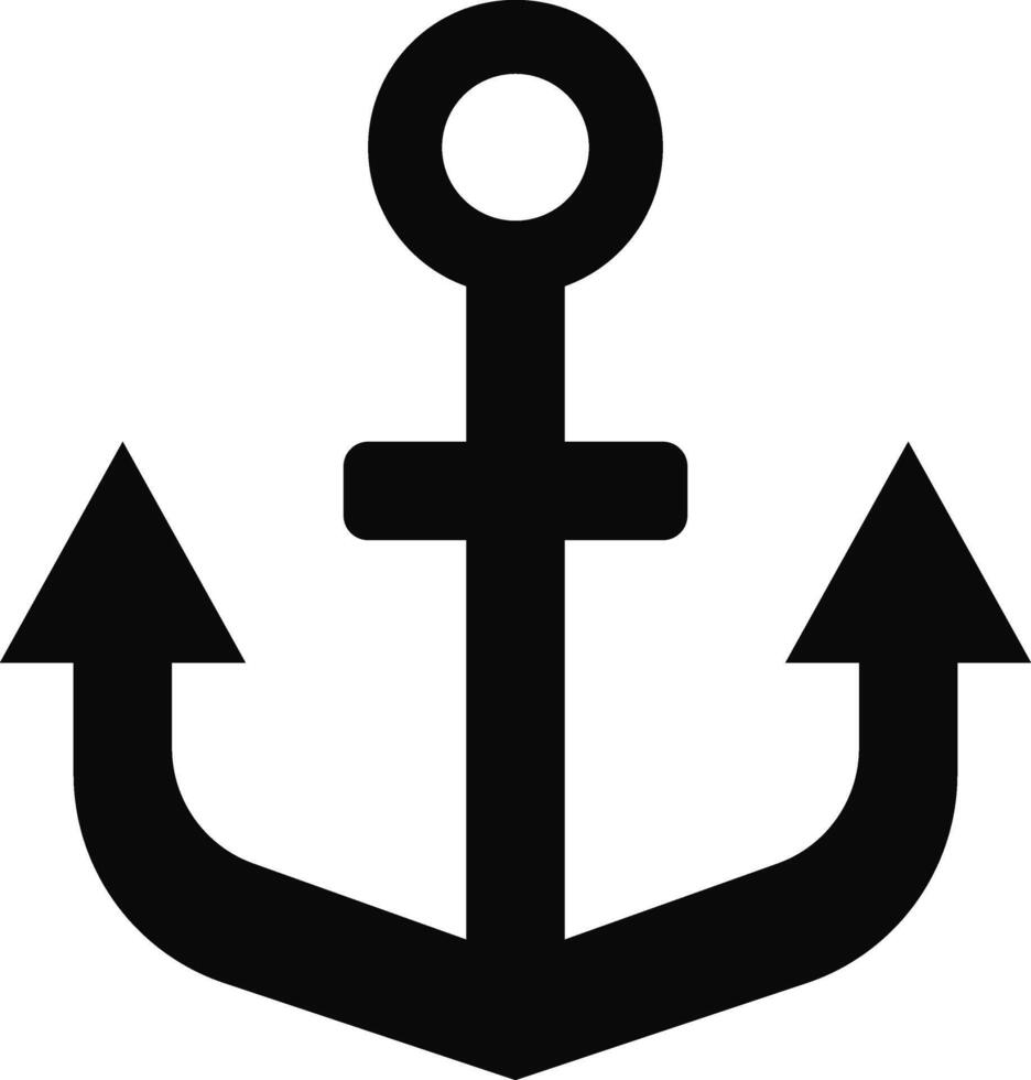 Rounded filled Ship Anchor Icon vector