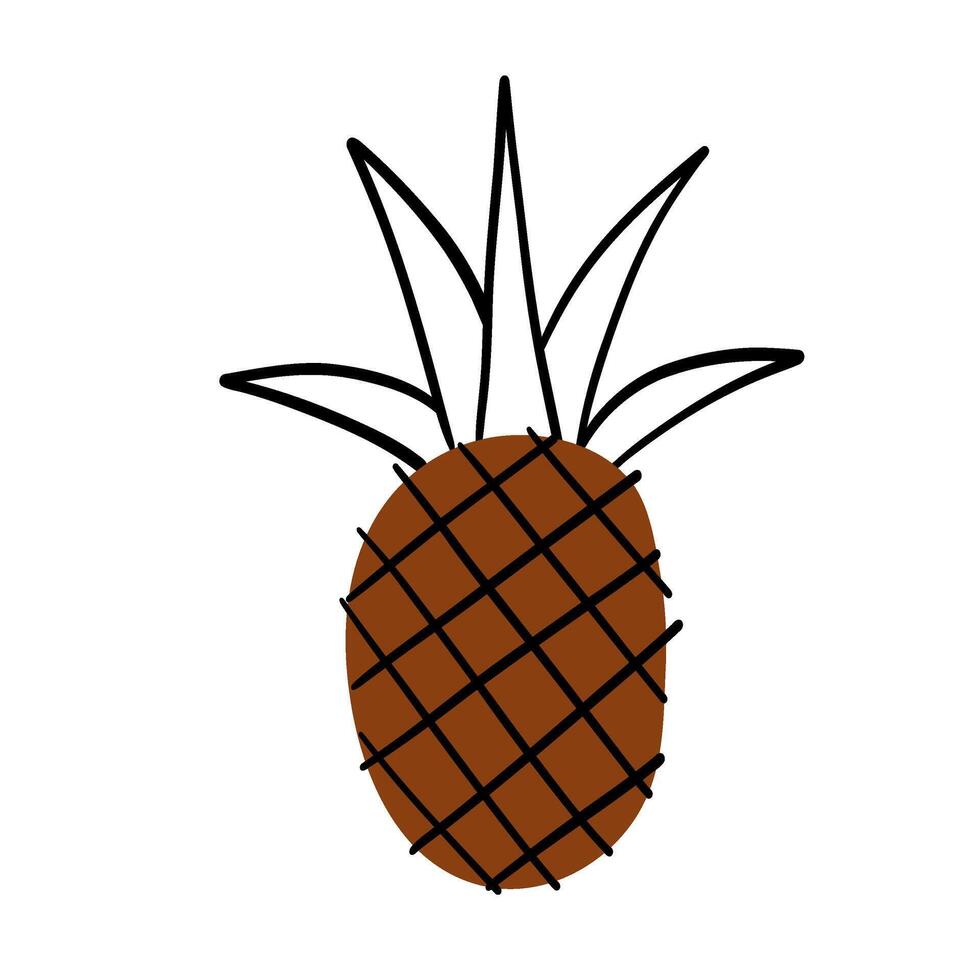 Ripe abstract pineapple. Hand drawn pineapple. Stylized exotic fruit. Abstract elements for backgrounds, textiles, posters, postcards, packaging and more. vector