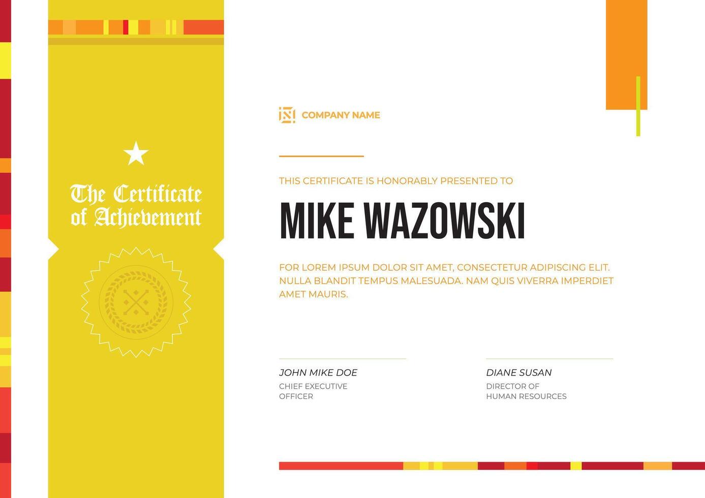 Modern Classic Certificate Diploma Award in A4 landscape in gold vector