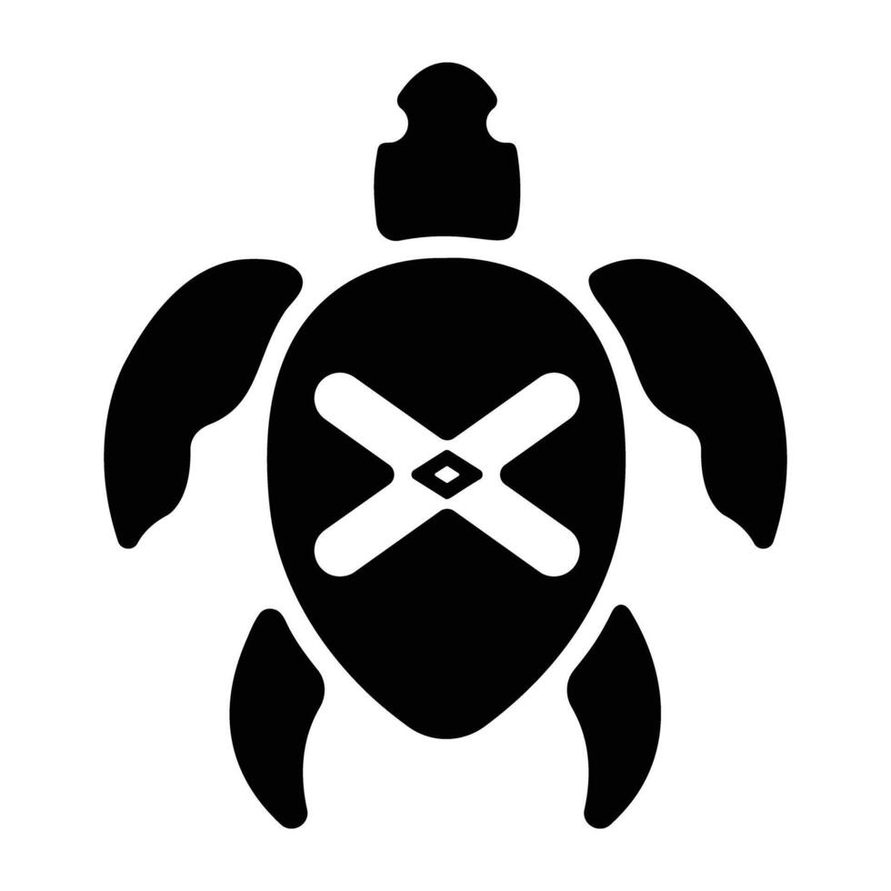 A solid style icon of taino turtle vector