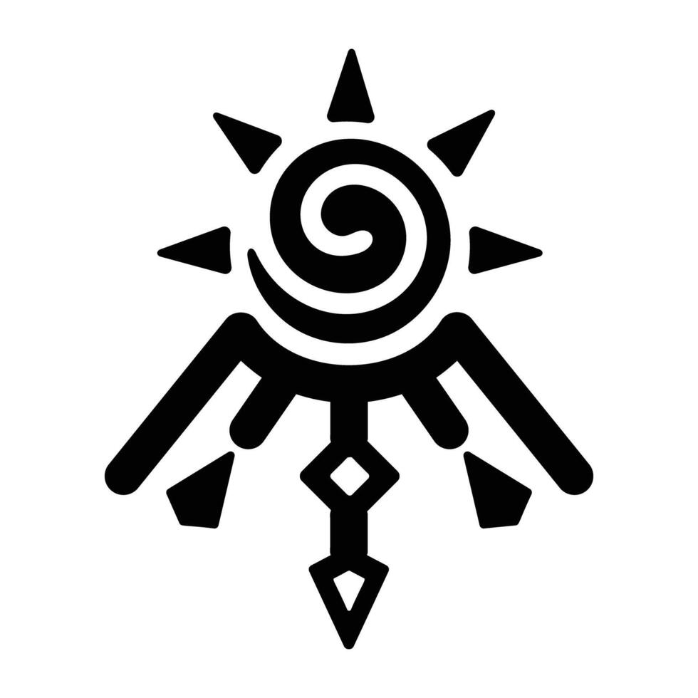 A solid icon of tribal tattoo vector