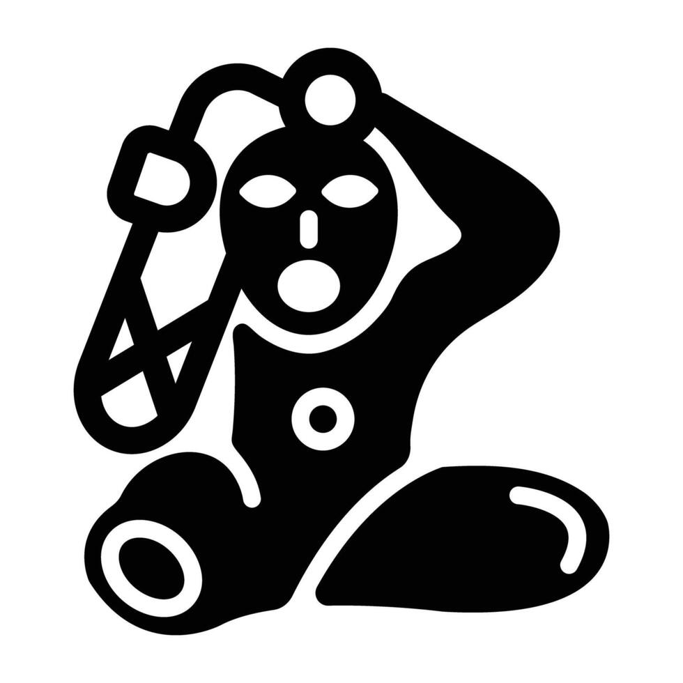 A filled style icon showing taino god of force vector