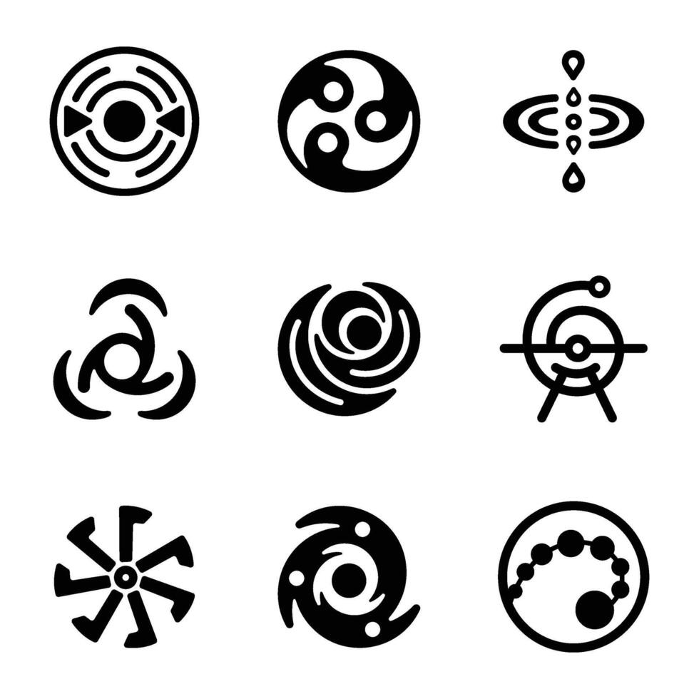 Set of 09 Spiral Art Solid Icons vector