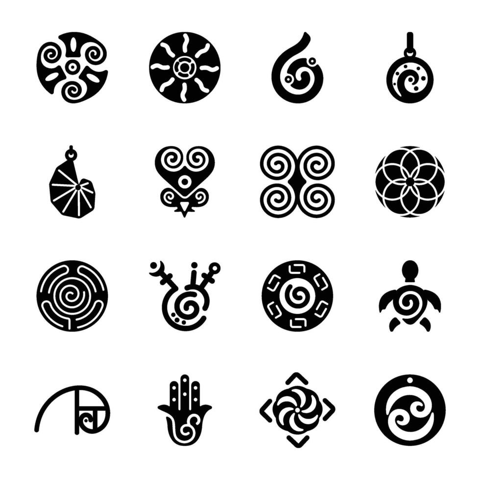 Latest Collection of Spiral Symbols Solid Icons vector