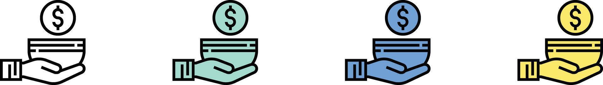 poor icon. Outline, Green, Blue and Yellow Style Design Isolated On White Background vector