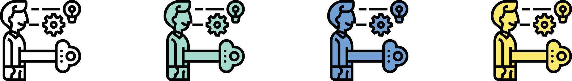 problem solving icon. Outline, Green, Blue and Yellow Style Design Isolated On White Background vector