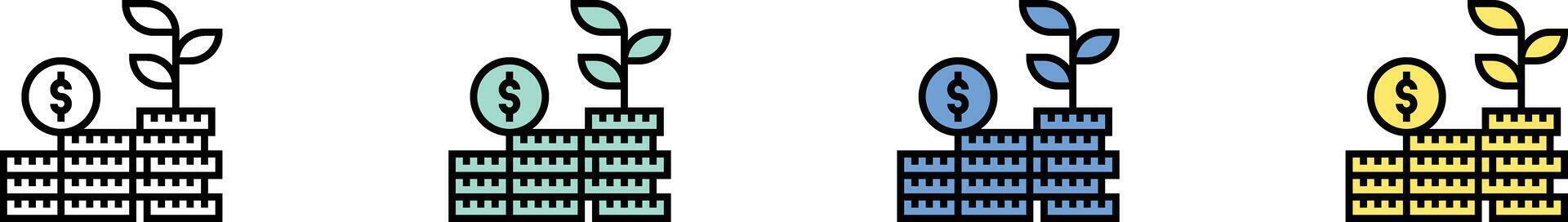 profit icon. Outline, Green, Blue and Yellow Style Design Isolated On White Background vector