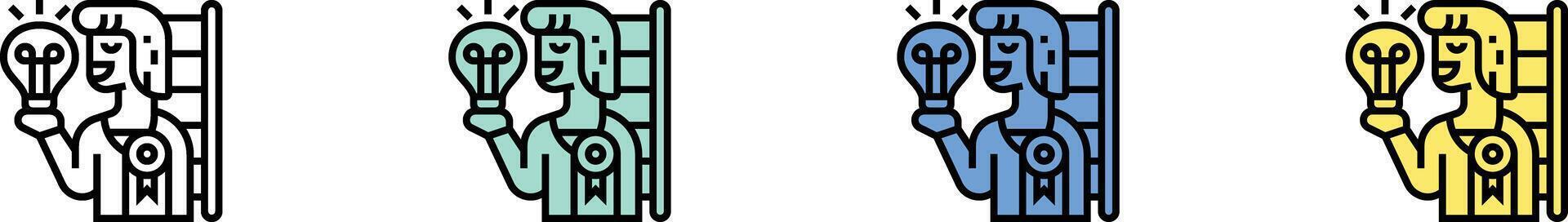 promote icon. Outline, Green, Blue and Yellow Style Design Isolated On White Background vector