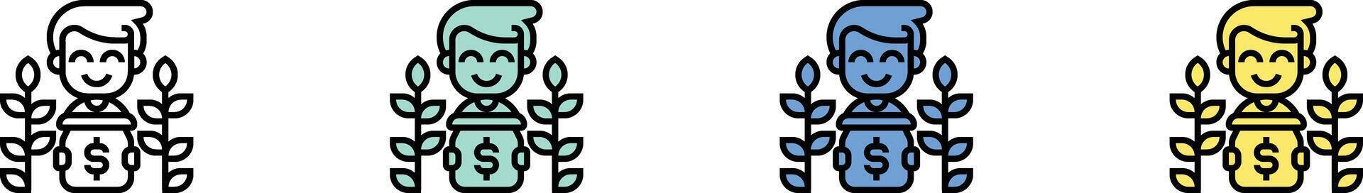 saving icon. Outline, Green, Blue and Yellow Style Design Isolated On White Background vector